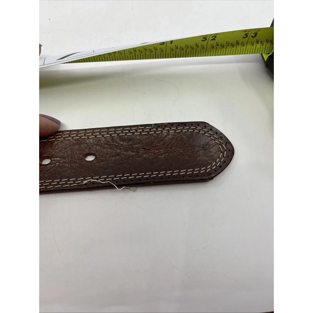 3D Belt Co Mens 46 GENUINE LEATHER White STITCHING D1174 Work Used‎ 1.25